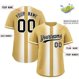 Custom Old Gold White Lapel Gradient Fashion Authentic Baseball Jersey