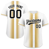 Custom White Old Gold Lapel Gradient Fashion Authentic Baseball Jersey