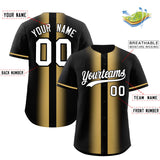 Custom Black Old Gold Lapel Gradient Fashion Authentic Baseball Jersey
