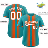 Custom Aqua Orange Lapel Gradient Fashion Authentic Baseball Jersey