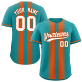 Custom Aqua Orange Lapel Gradient Fashion Authentic Baseball Jersey