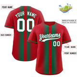 Custom Red Kelly Green Lapel Gradient Fashion Authentic Baseball Jersey