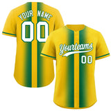 Custom Gold Kelly Green Lapel Gradient Fashion Authentic Baseball Jersey