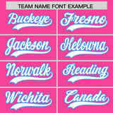 Custom Pink Powder Blue Lapel Gradient Fashion Authentic Baseball Jersey