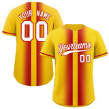 Custom Gold Red Lapel Gradient Fashion Authentic Baseball Jersey
