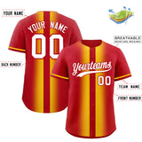 Custom Red Gold Lapel Gradient Fashion Authentic Baseball Jersey