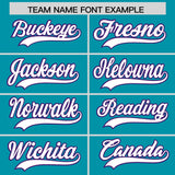 Custom Aqua Purple Lapel Gradient Fashion Authentic Baseball Jersey