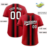 Custom Red Black Lapel Gradient Fashion Authentic Baseball Jersey