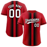 Custom Red Black Lapel Gradient Fashion Authentic Baseball Jersey