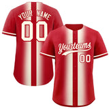 Custom Red Cream Lapel Gradient Fashion Authentic Baseball Jersey