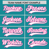 Custom Aqua Pink Lapel Gradient Fashion Authentic Baseball Jersey