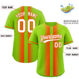 Custom Neon Green Orange Lapel Gradient Fashion Authentic Baseball Jersey