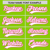 Custom Neon Green Pink Lapel Gradient Fashion Authentic Baseball Jersey