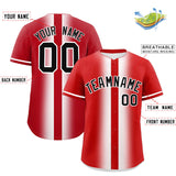 Custom Red White Lapel Gradient Fashion Authentic Baseball Jersey