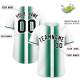 Custom White Kelly Green Lapel Gradient Fashion Authentic Baseball Jersey