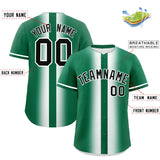Custom Kelly Green White Lapel Gradient Fashion Authentic Baseball Jersey
