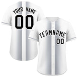 Custom White Silver Lapel Gradient Fashion Authentic Baseball Jersey