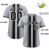 Custom Silver Black Lapel Gradient Fashion Authentic Baseball Jersey