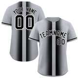 Custom Silver Black Lapel Gradient Fashion Authentic Baseball Jersey