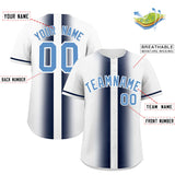 Custom White Navy Lapel Gradient Fashion Authentic Baseball Jersey