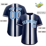 Custom Navy White Lapel Gradient Fashion Authentic Baseball Jersey