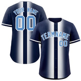 Custom Navy White Lapel Gradient Fashion Authentic Baseball Jersey