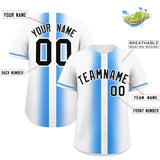 Custom White Powder Blue Lapel Gradient Fashion Authentic Baseball Jersey