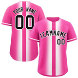 Custom Pink White Lapel Gradient Fashion Authentic Baseball Jersey