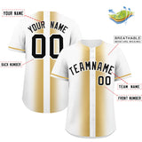 Custom White Old Gold Lapel Gradient Fashion Authentic Baseball Jersey