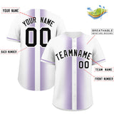 Custom White Light Purple Lapel Gradient Fashion Authentic Baseball Jersey