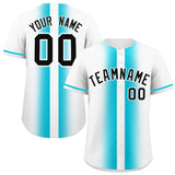 Custom White Sky Blue Lapel Gradient Fashion Authentic Baseball Jersey