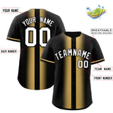 Custom Black Old Gold Lapel Gradient Fashion Authentic Baseball Jersey
