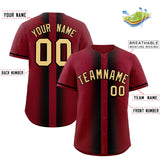 Custom Crimson Black Lapel Gradient Fashion Authentic Baseball Jersey
