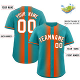Custom Aqua Orange Lapel Gradient Fashion Authentic Baseball Jersey
