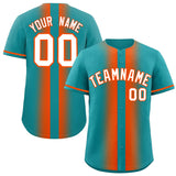 Custom Aqua Orange Lapel Gradient Fashion Authentic Baseball Jersey