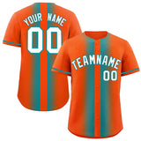 Custom Orange Aqua Lapel Gradient Fashion Authentic Baseball Jersey