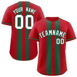 Custom Red Kelly Green Lapel Gradient Fashion Authentic Baseball Jersey