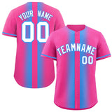 Custom Pink Powder Blue Lapel Gradient Fashion Authentic Baseball Jersey