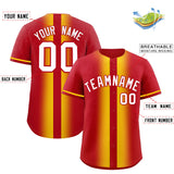 Custom Red Gold Lapel Gradient Fashion Authentic Baseball Jersey