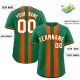 Custom Kelly Green Orange Lapel Gradient Fashion Authentic Baseball Jersey