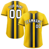 Custom Gold Navy Lapel Gradient Fashion Authentic Baseball Jersey