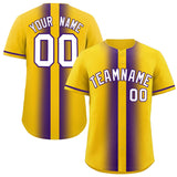 Custom Gold Purple Lapel Gradient Fashion Authentic Baseball Jersey