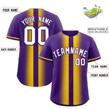 Custom Purple Gold Lapel Gradient Fashion Authentic Baseball Jersey