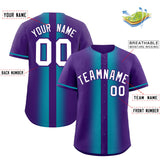 Custom Purple Aqua Lapel Gradient Fashion Authentic Baseball Jersey