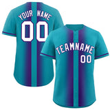 Custom Aqua Purple Lapel Gradient Fashion Authentic Baseball Jersey