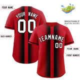 Custom Red Black Lapel Gradient Fashion Authentic Baseball Jersey