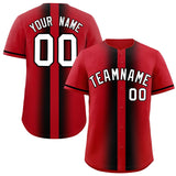 Custom Red Black Lapel Gradient Fashion Authentic Baseball Jersey