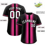 Custom Black Pink Lapel Gradient Fashion Authentic Baseball Jersey