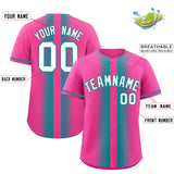 Custom Pink Aqua Lapel Gradient Fashion Authentic Baseball Jersey