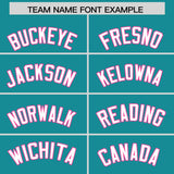 Custom Aqua Pink Lapel Gradient Fashion Authentic Baseball Jersey